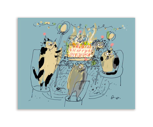 Birthday Cake Cats Blue - Birthday Cat Card Hot on Sale