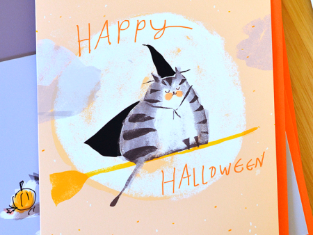 Broomstick Cat - Halloween Card For Discount