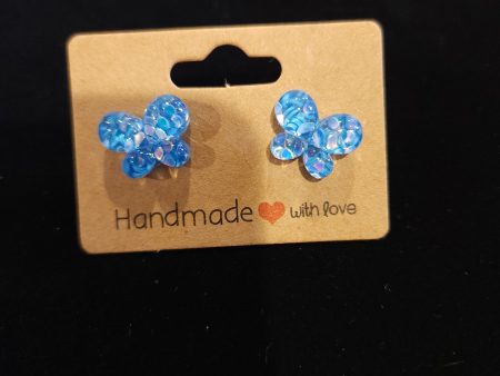 Blue sparkly butterfly studs Online Hot Sale