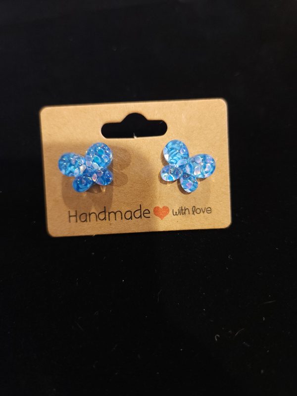 Blue sparkly butterfly studs Online Hot Sale