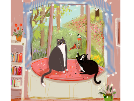 Bird Watchers - Spring Cat Print Discount