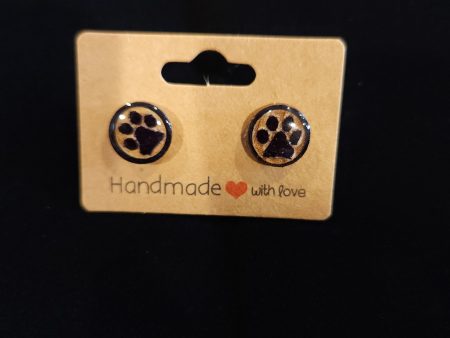 Black lion paw stud earrings on Sale