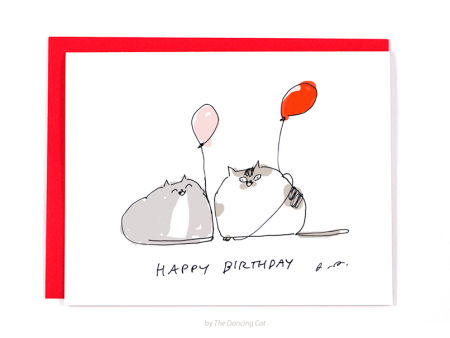 HBD - Balloon Cat Birthday Card Online Hot Sale