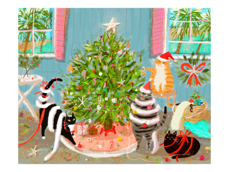 Beach House Christmas Cat Print Sale