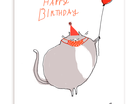 Birthday Lift Off- Cat Card For Cheap