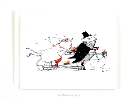 Bike Wedding Cat Card - Tandem Cats Cheap