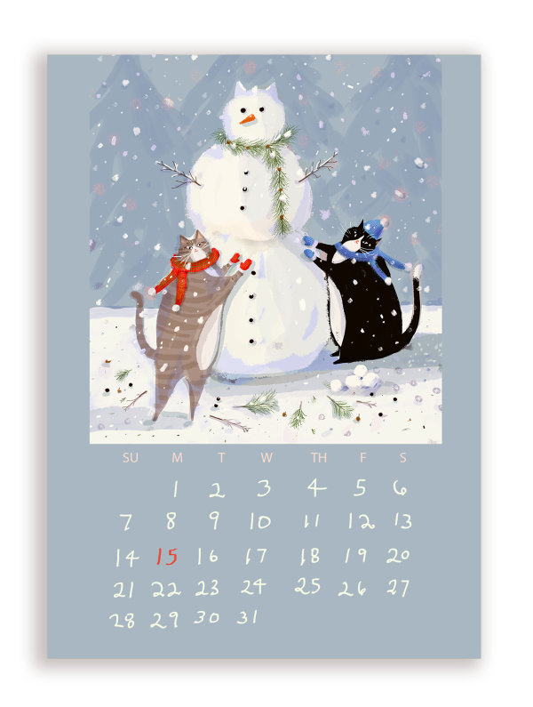 2024 Dancing Cat Calendar - Single Sheet Online