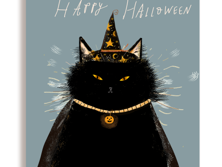 Black Cat Magic Halloween Card Fashion