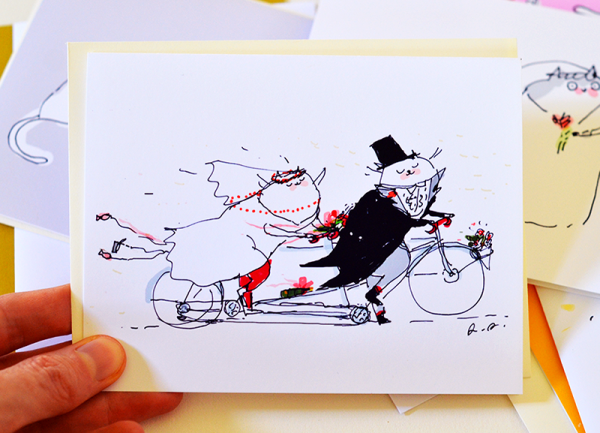 Bike Wedding Cat Card - Tandem Cats Cheap